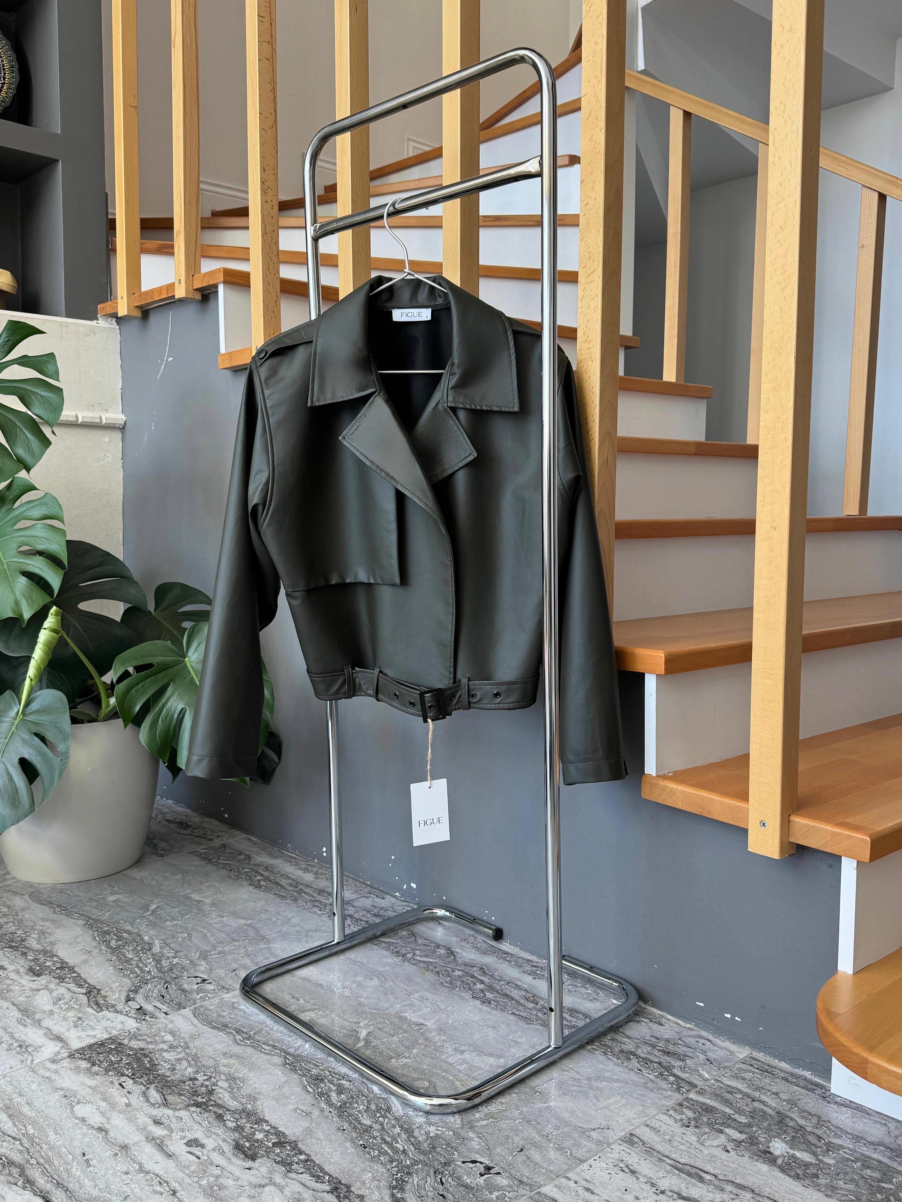 KHAKI LEATHER JACKET