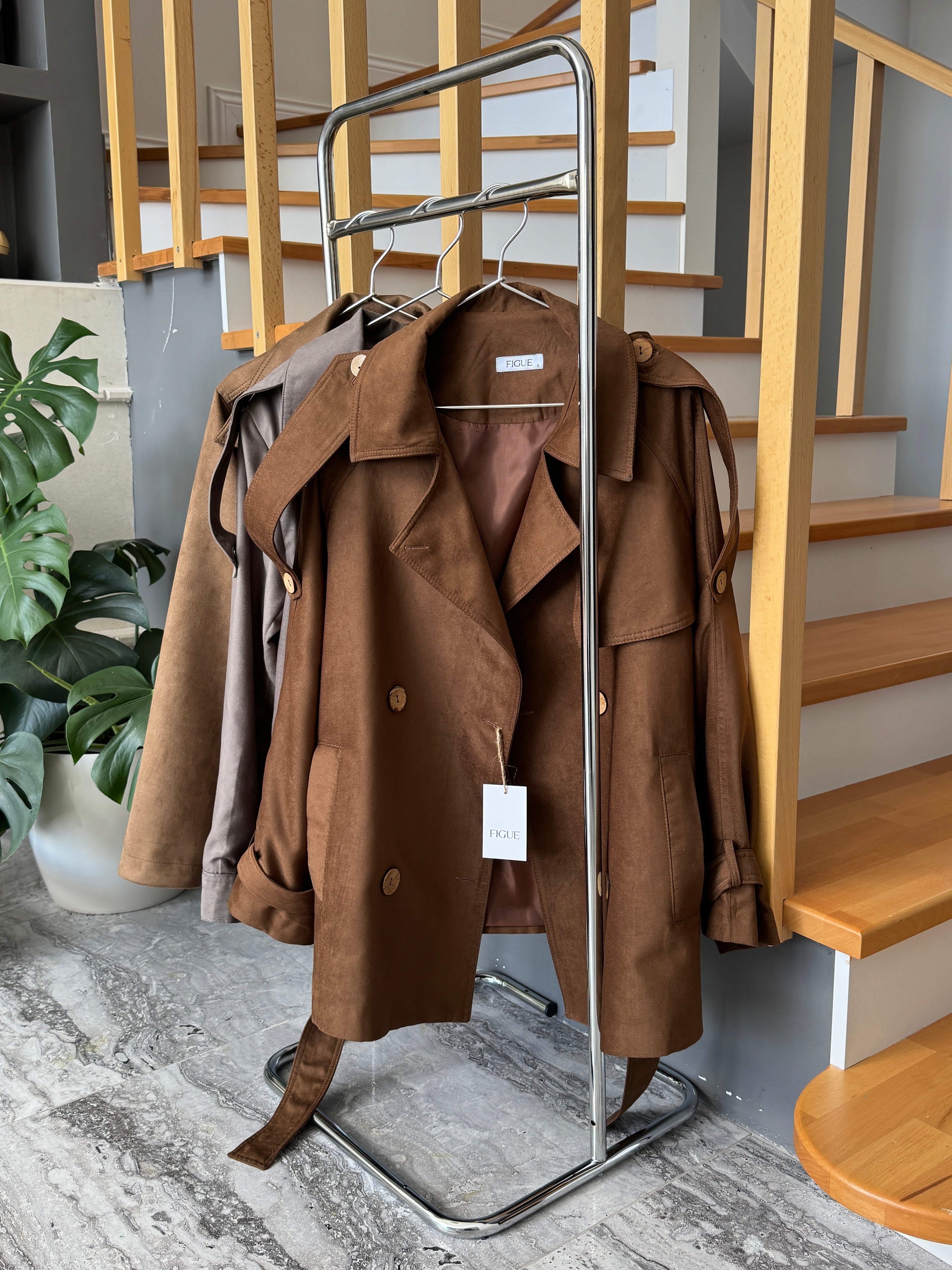 SUEDE BROWN TRENCH