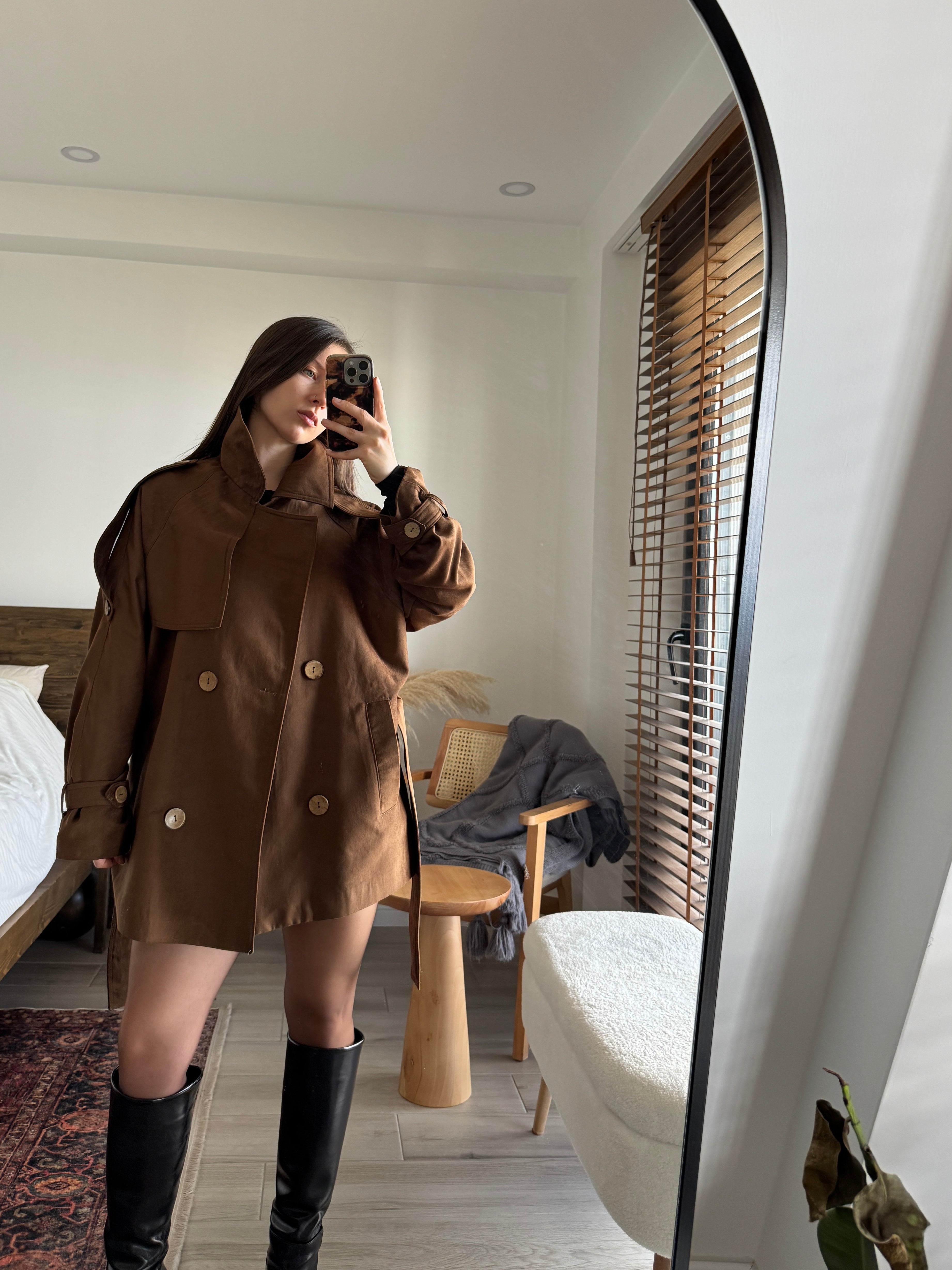 SUEDE BROWN TRENCH