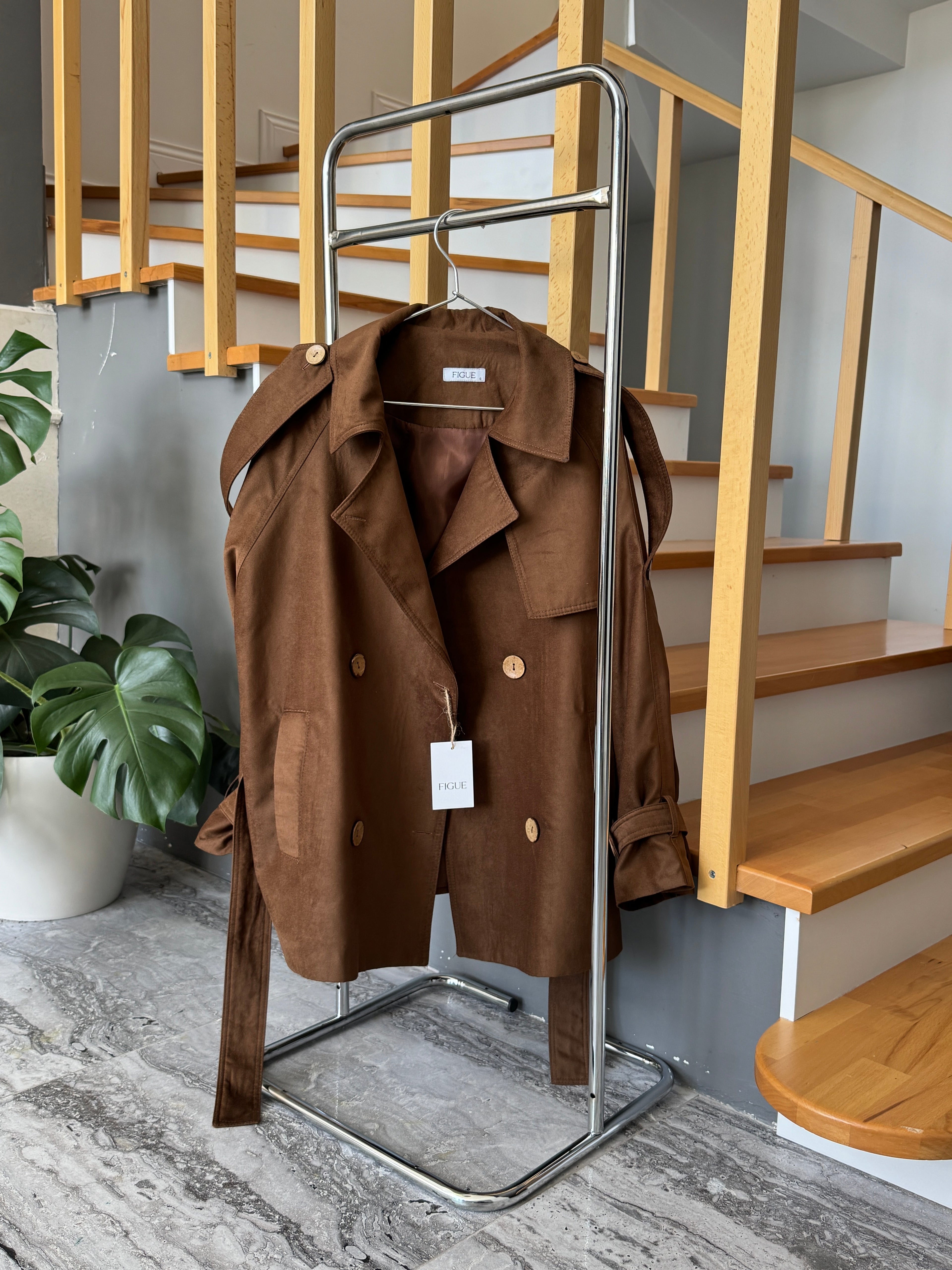 SUEDE BROWN TRENCH