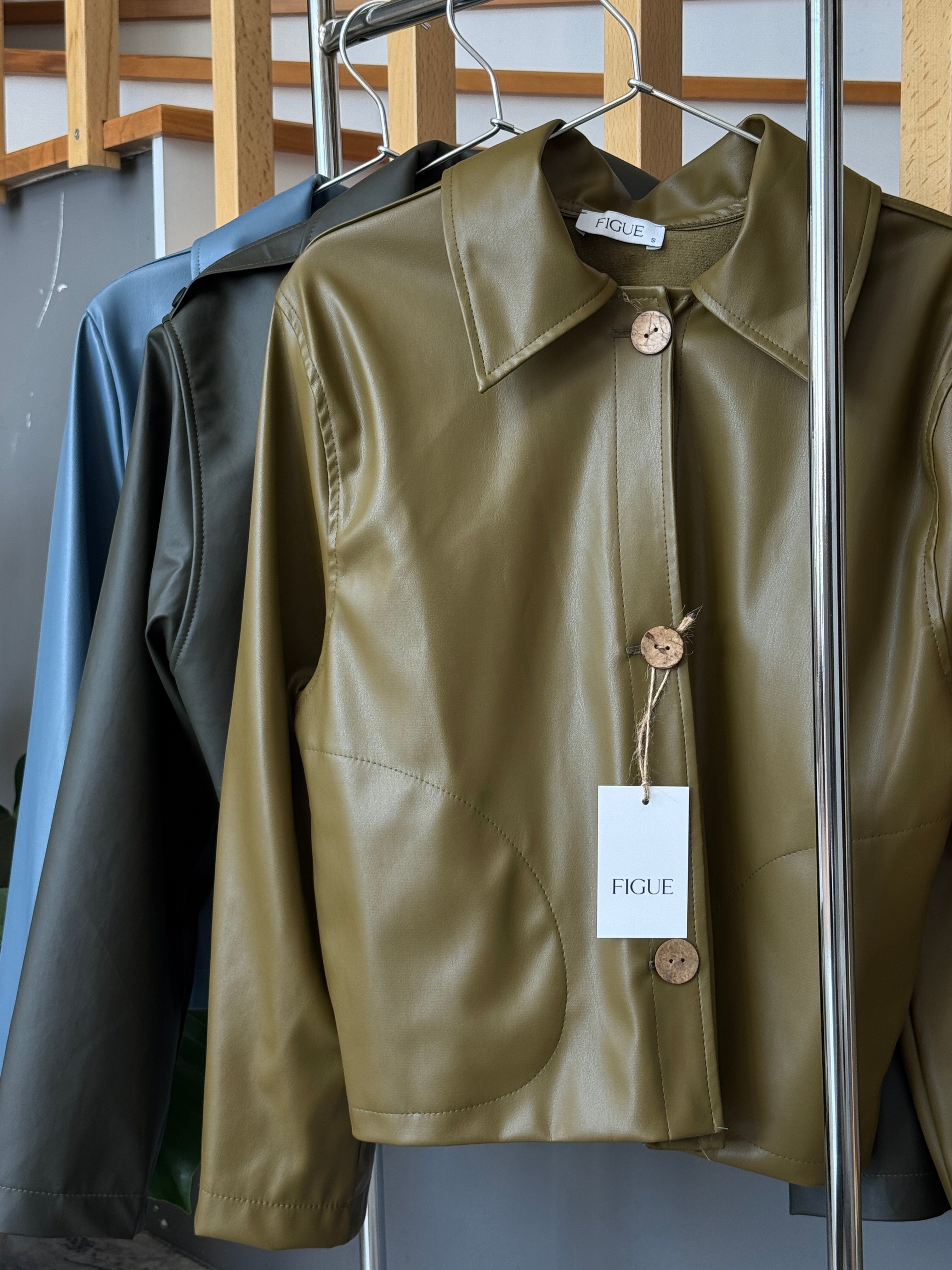 OLIVE LEATHER JACKET