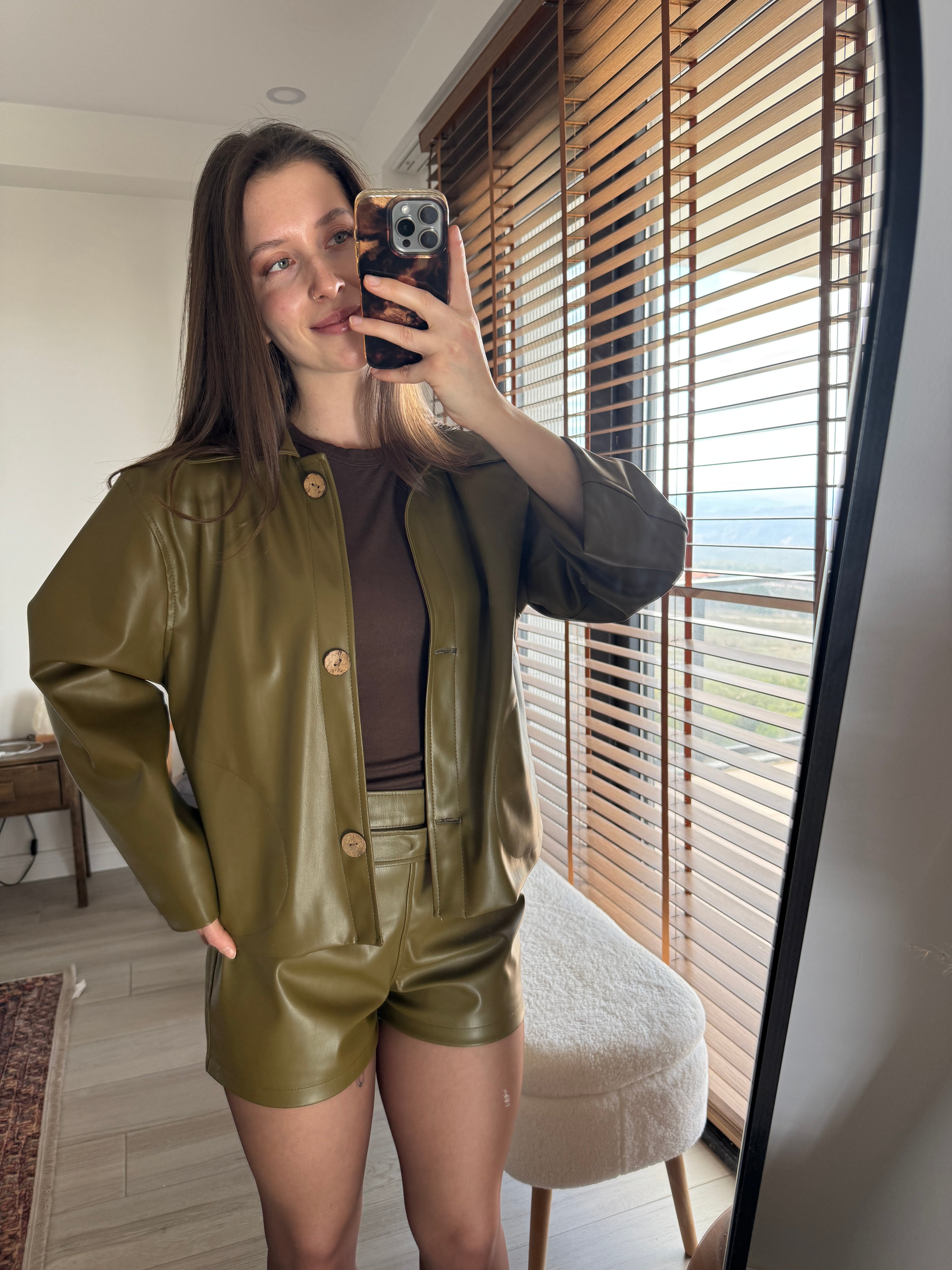 OLIVE LEATHER JACKET